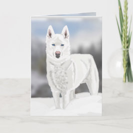 White Husky Blank Hälsning Kort