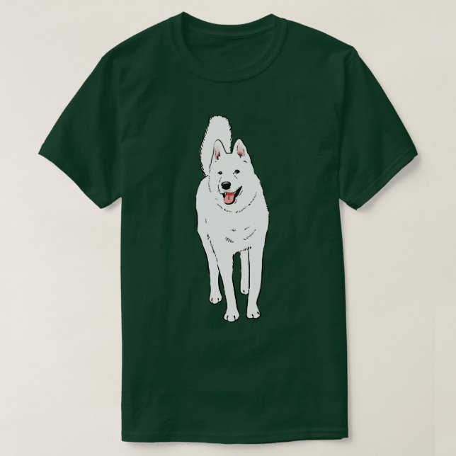 White Husky med Blue Ögon T Shirt (Design framsida)