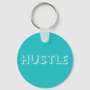 White Hustle Modern Typography Nyckelring