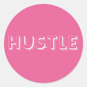 White Hustle Modern Typography Runt Klistermärke