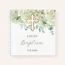 White Hydrangea Baptism Guest Bok