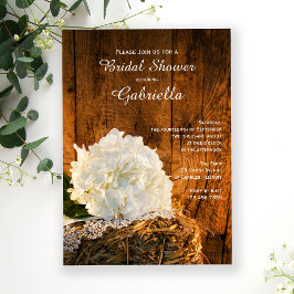 White Hydrangea Barn Wood Land Möhippa Inbjudningar