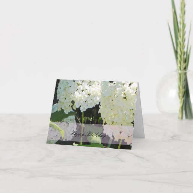 White Hydrangea Birthday Önskemål Kort (Framsida)