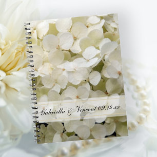 White Hydrangea Blommigt Bröllop Anteckningsbok Med Spiral