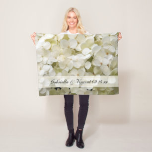 White Hydrangea Blommigt Bröllop Fleecefilt