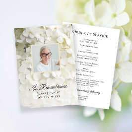 White Hydrangea Blommigt Funeral Service Program