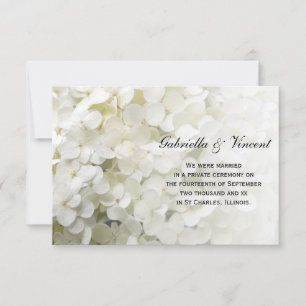 White Hydrangea Blommigt Giftermål Announcement Meddelande