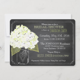 White Hydrangea Burk Chalkboard Möhippa Inbjudningar