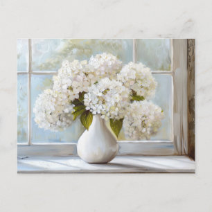 White Hydrangea, Cottage Core, Vintage Stil Vykort