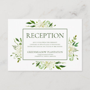 White Hydrangea Floral Wedding Reception Tilläggskort