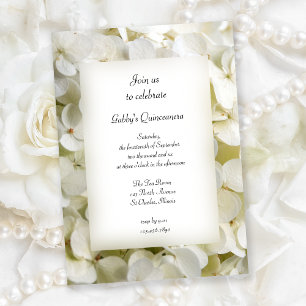 White Hydrangea Flower Quinceanera Party Inbjudningar