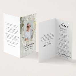 White Hydrangea Flowers Funeral Memorial Prayer Visitkort