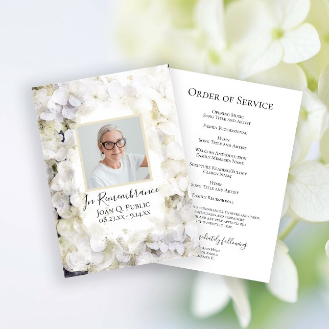 White Hydrangea Flowers Funeral Memorial Service Program (Skapare uppladdad)