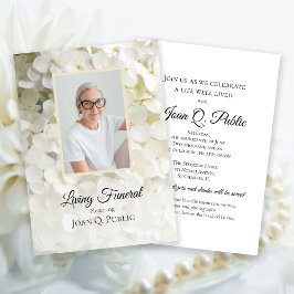 White Hydrangea Flowers Living Funeral Party Inbjudningar