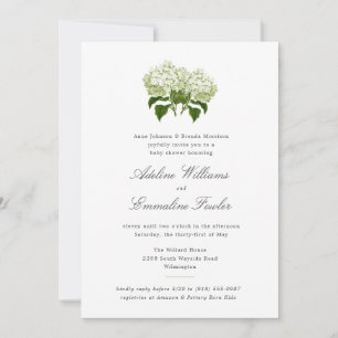 White Hydrangea Grand Millennial Joint Baby Shower Inbjudningar
