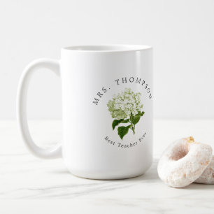 White Hydrangea Grand Millennium Best Teacher Kaffemugg