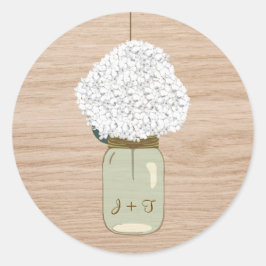 White Hydrangea & Land Mason Burk Möhippa Runt Klistermärke