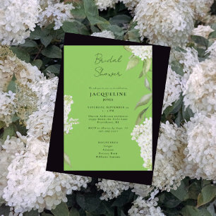 White Hydrangea Lime Green Möhippa Inbjudningar