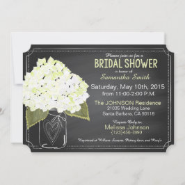 White Hydrangea Mason Burk Chalkboard Möhippa Inbjudningar
