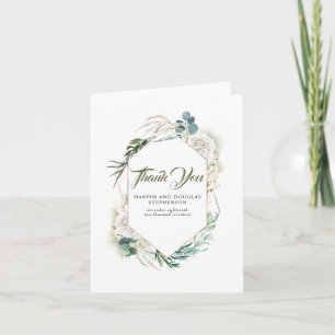 White Hydrangea och Greenery Bröllop Tack Kort