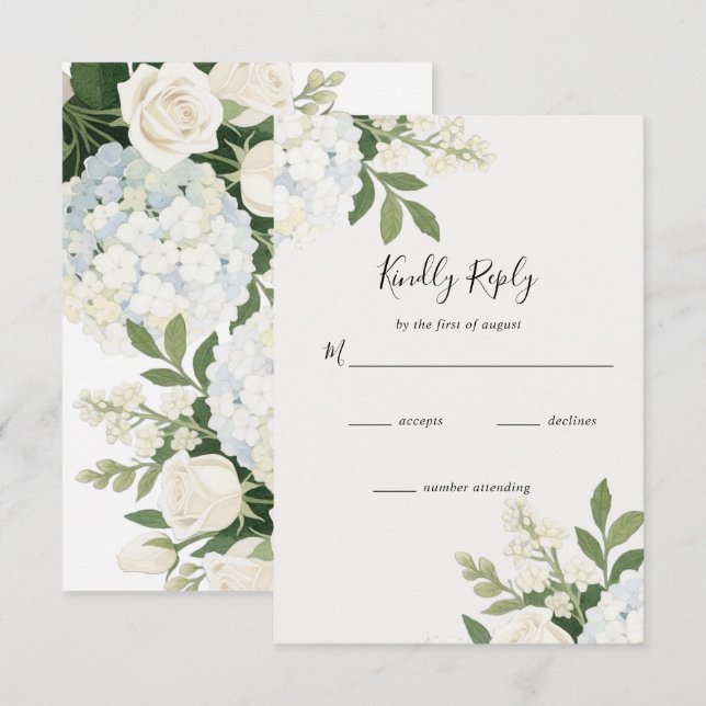 White Hydrangea Ro Elegant bröllop OSA Kort (Fram/baksida)