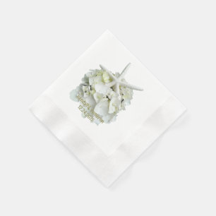 White Hydrangea Starfish Bröllop Pappersservett