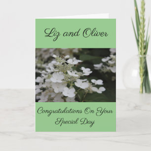 WHITE HYDRANGEAS PERSONLIGT BRÖLLP GRATTIS KORT
