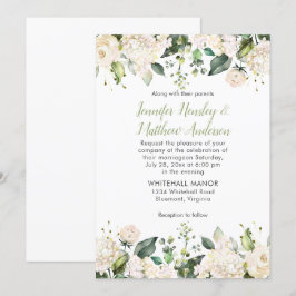 White Hydrangeas Ro Greenery bröllopsinbjudan Inbjudningar