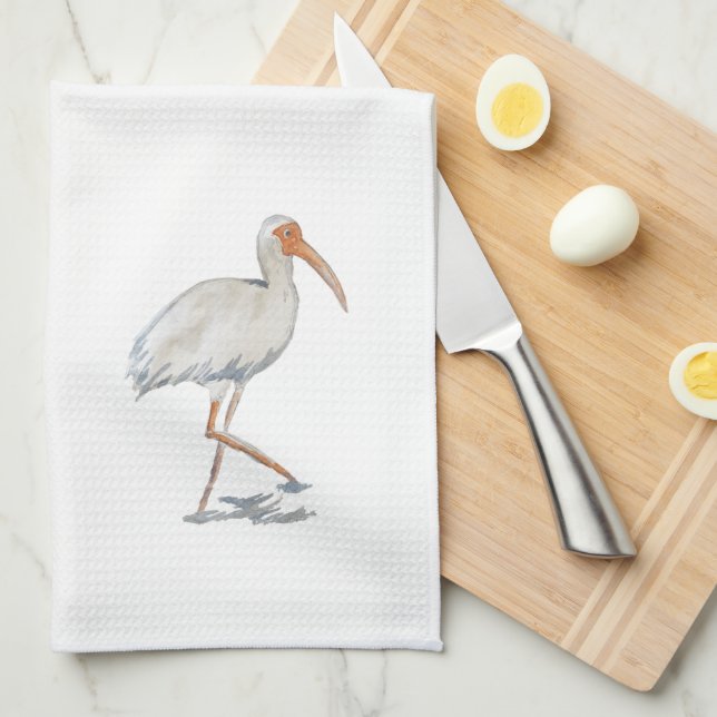 White Ibis Bird Painting Art Kitchen Kitchen Towel Kökshandduk (Vikt i Fjärdedel)