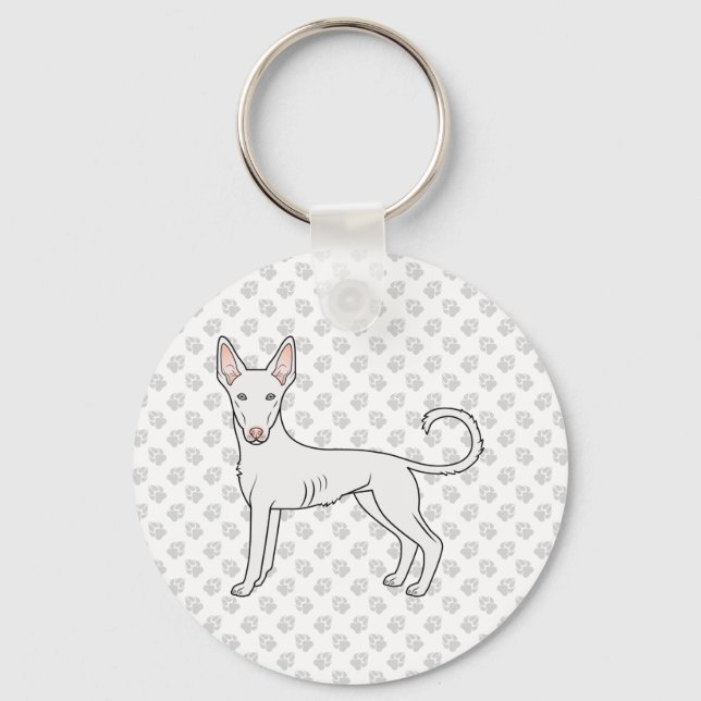 White Ibizan Hound Smooth Jackar Tecknad hund & Ta Nyckelring (Framsida)