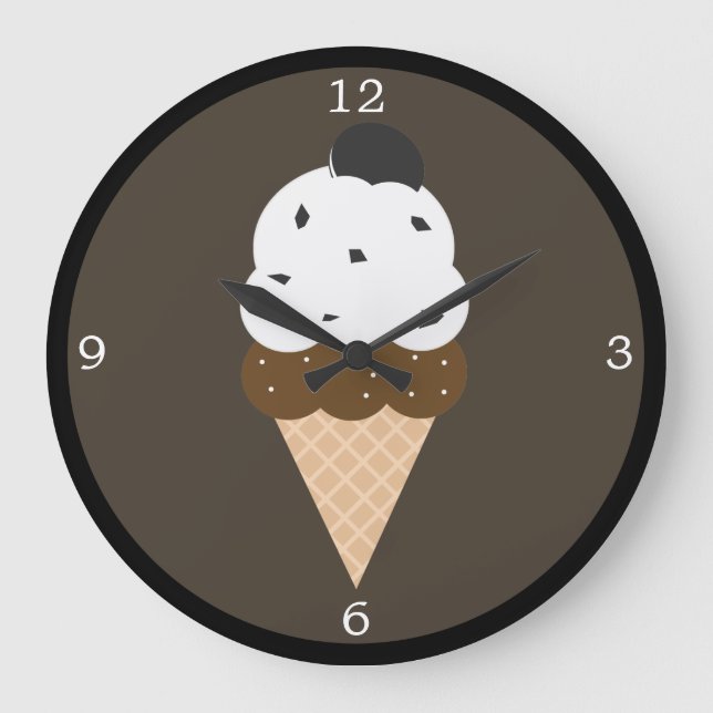 White Ice Cream Cone Stor Klocka (Framsida)