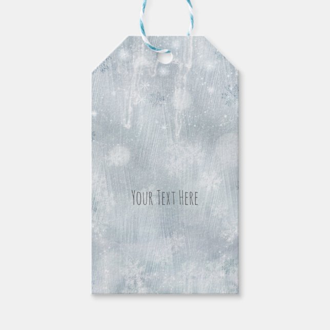 White Ice Snöflingor Winter Wonderland Presentetikett (Framsidan)