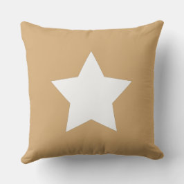 White Initials and star Natural brown background Kudde