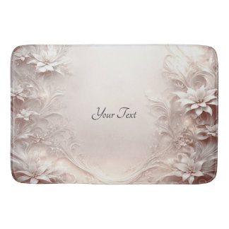White Ivory Blommigt Bath Mat Badrumsmatta