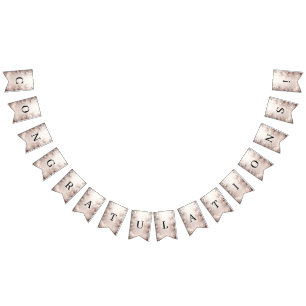 White Ivory Blommigt Bunting Flagga