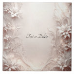 White Ivory Blommigt Ceramic Tile Kakelplatta<br><div class="desc">Den vackra vita elfenben-Blommigten Ceramic Tile</div>