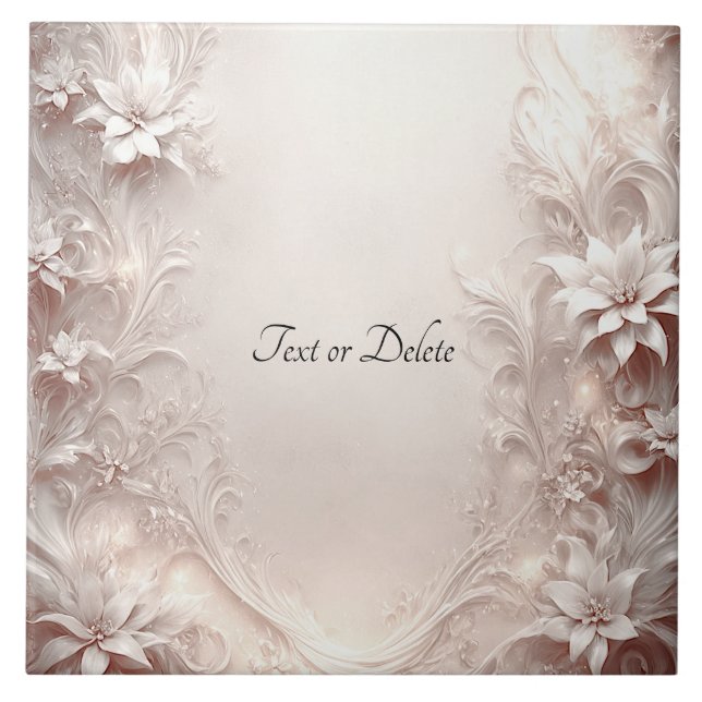 White Ivory Blommigt Ceramic Tile Kakelplatta (Framsidan)