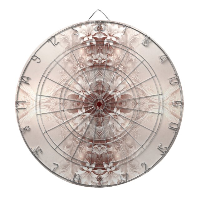 White Ivory Blommigt Dartboard Darttavla (Framsidan)