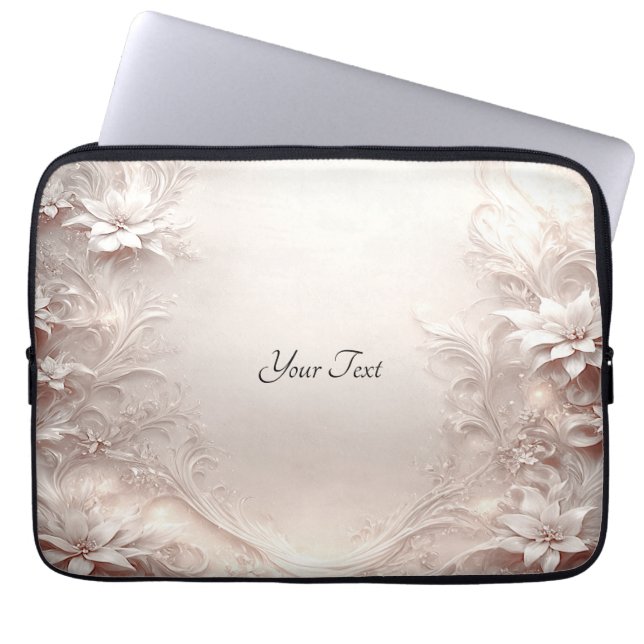 White Ivory Blommigt Laptop sleeve (Framsidan)