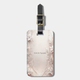 White Ivory Blommigt Luggage Tag Bagagebricka