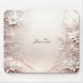 White Ivory Blommigt Mousepad Musmatta