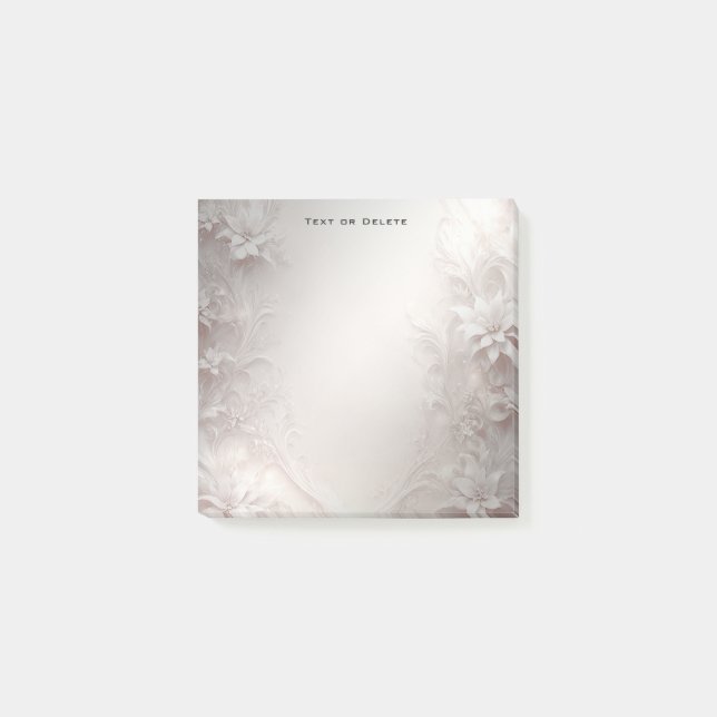 White Ivory Blommigt Post it Notes Post-it Block (Framsida)