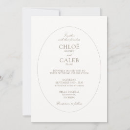 White Ivory | Chic Oval Botanical Wedding Inbjudningar