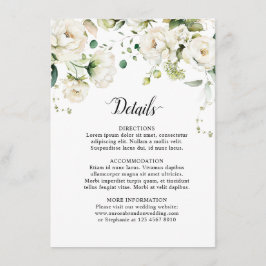 White Ivory Cream Ro Blommigt Botaniska Bröllop E Tilläggskort