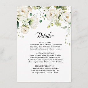 White Ivory Cream Ro Blommigt Botaniska Bröllop E Tilläggskort
