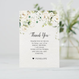 White Ivory Cream Ro Blommigt Botaniska Bröllop Tack Kort