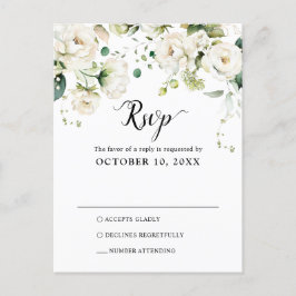 White Ivory Cream Ro Botanical Bröllop OSA Pos Vykort