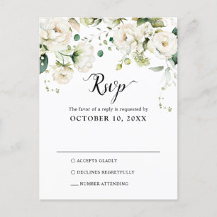 White Ivory Cream Ro Botanical Bröllop OSA Pos Vykort