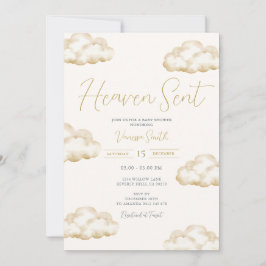 White Ivory Heaven Sent Baby Shower Party Inbjudningar