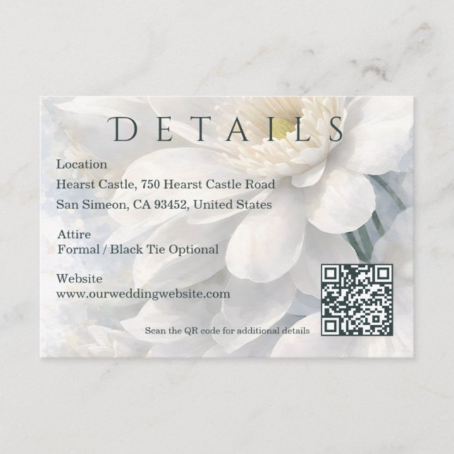 White Ivory Quiet Luxury Romantic Elegant Wedding  Tilläggskort (Framsida)